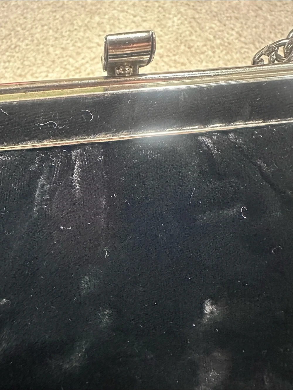 Vintage Classic Black Velvet Chain-Handle Evening Bag unbranded